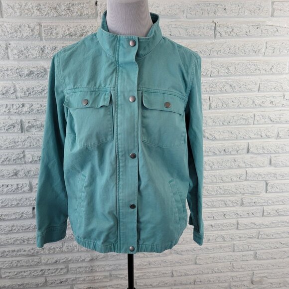 Christopher & Banks Jackets & Blazers - CJ Banks Womens Jacket Extra Large XL Denim Baby Blue Pockets Zip Snap SWE144E